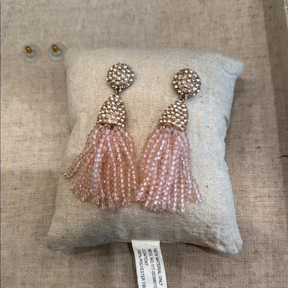 Nordstrom Pink and Gold Beaded Tassel Earrings